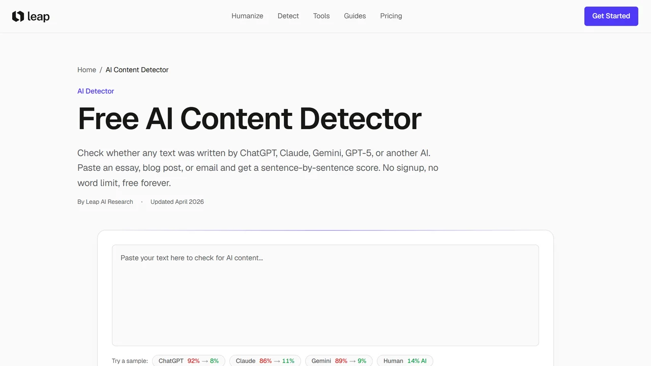 AI Content Detector - Leap
