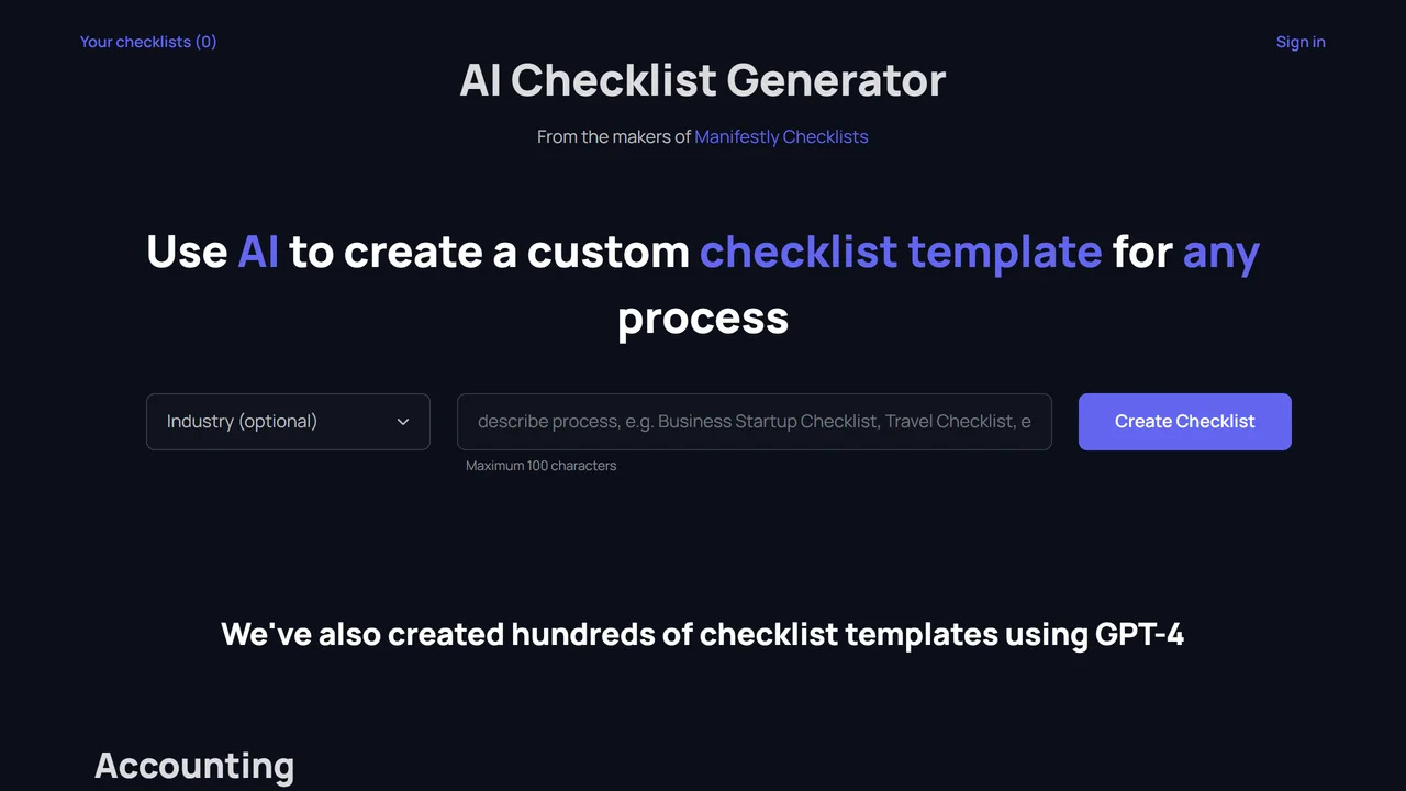 Checklist Generator