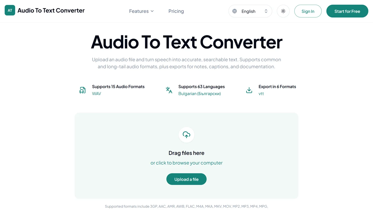 Audio To Text Converter