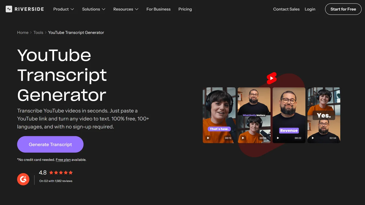 YouTube Transcript Generator - Riverside