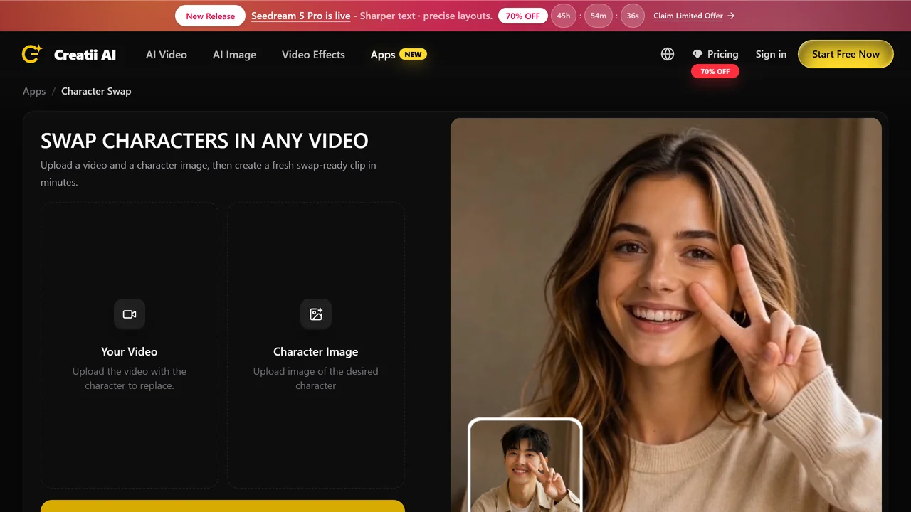 Video Character Swap | Creatii AI