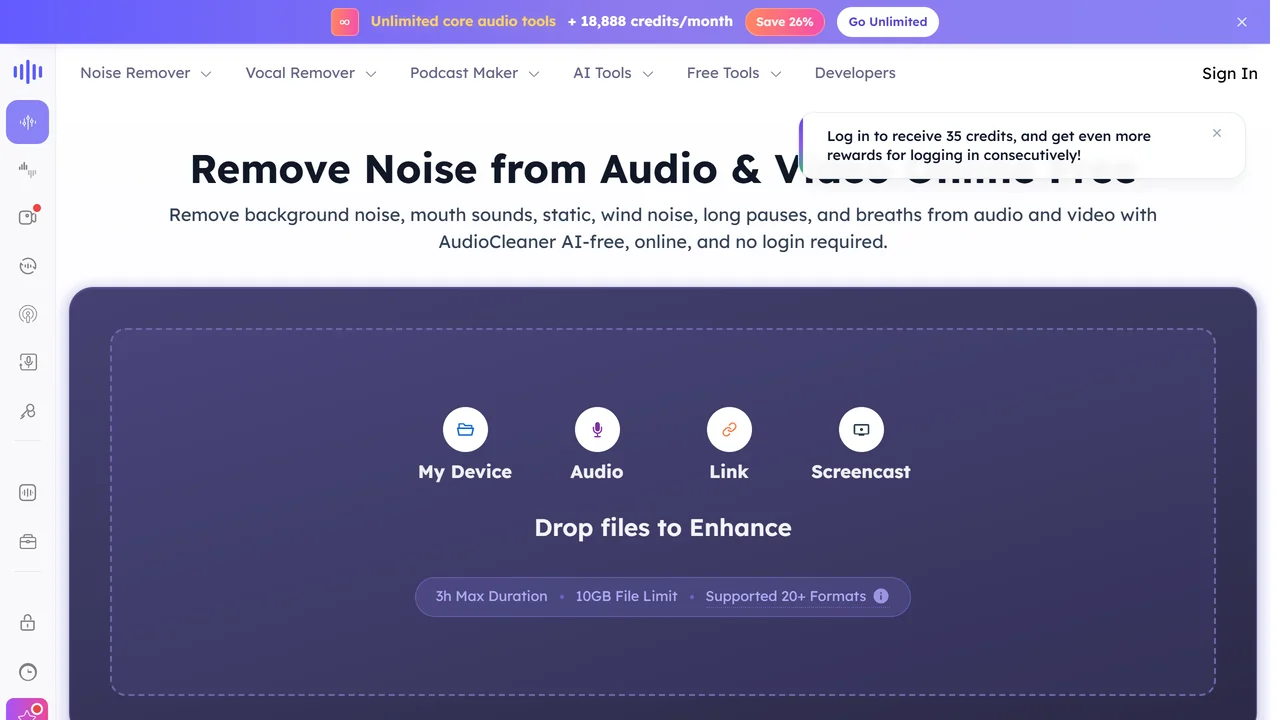 Free AI Audio Cleaner Online