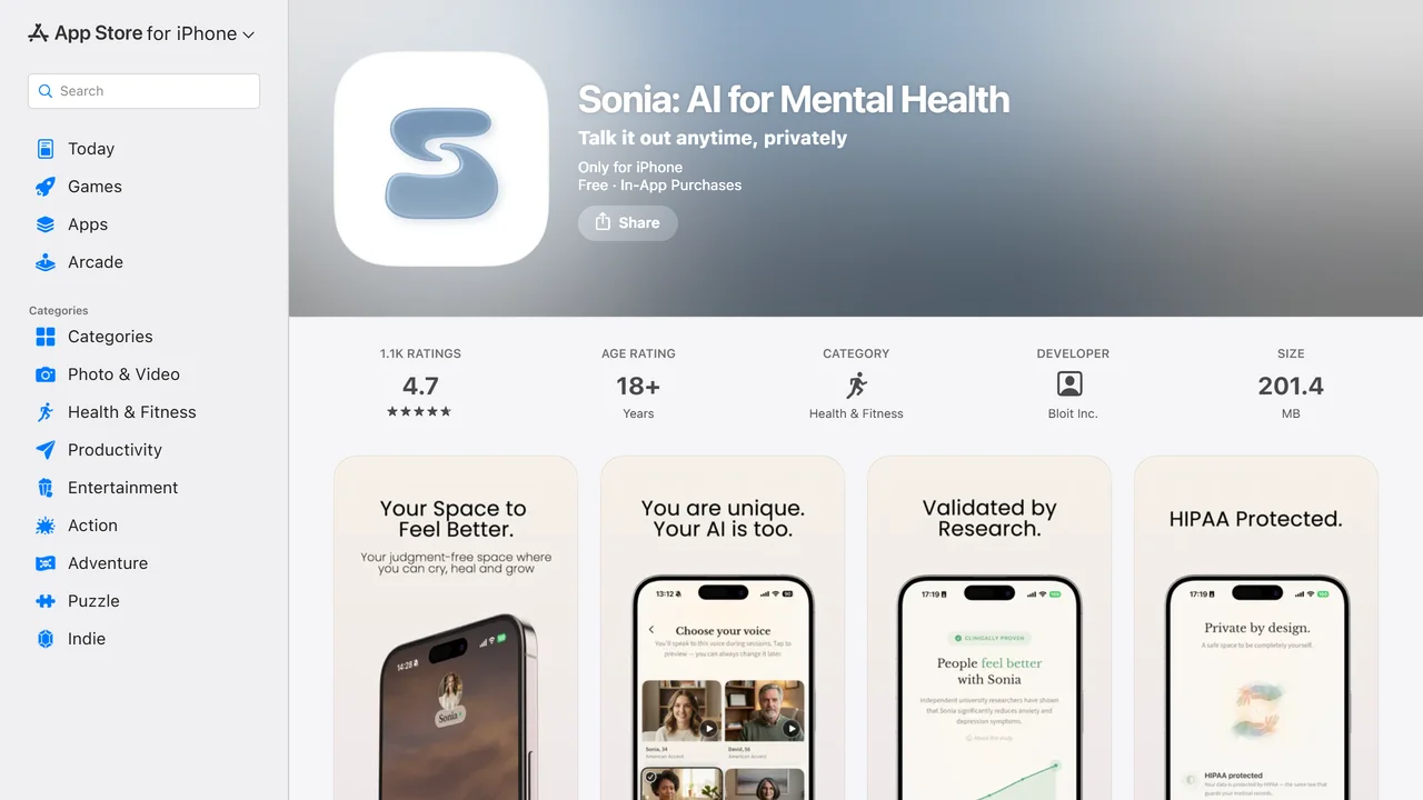 Sonia: AI Therapy