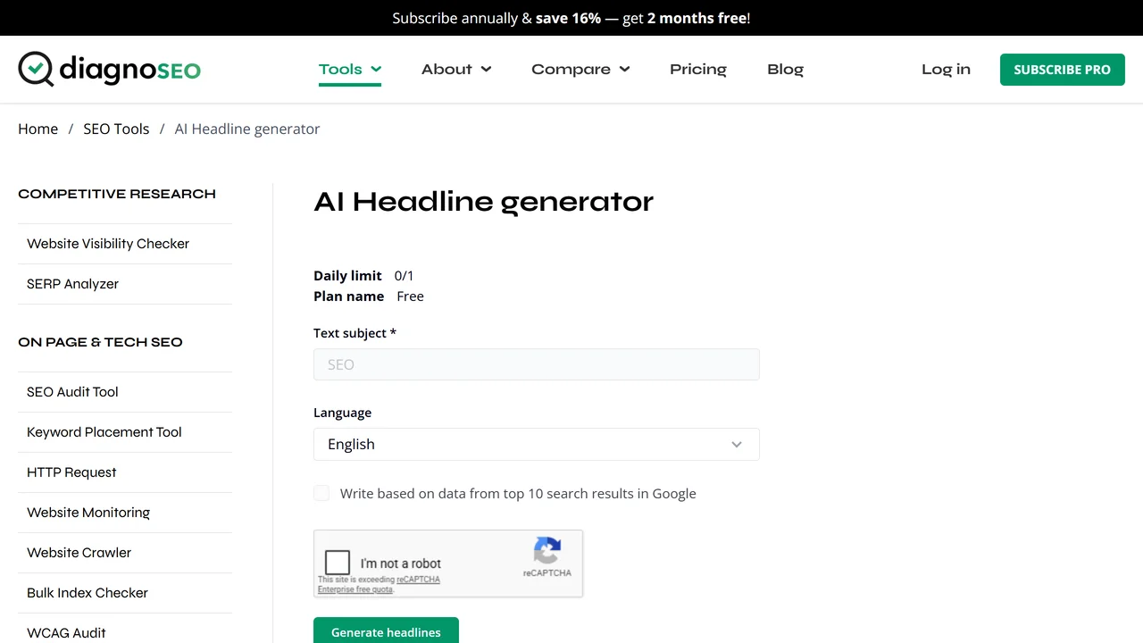 AI Headline Generator by DiagnoSEO