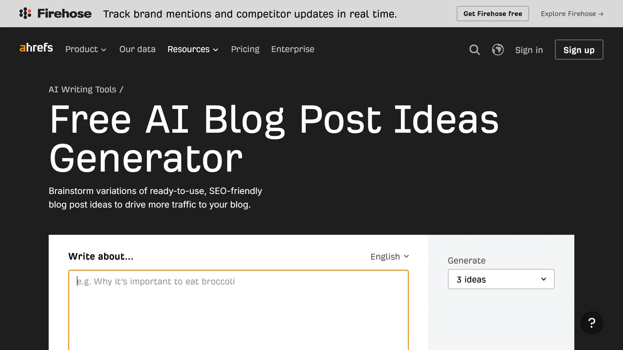 Ahrefs AI Blog Post Ideas