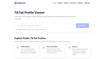 Claptools TikTok Profile Viewer