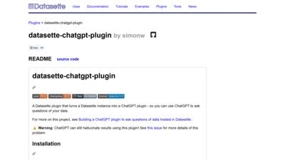 Datasette ChatGPT plugin